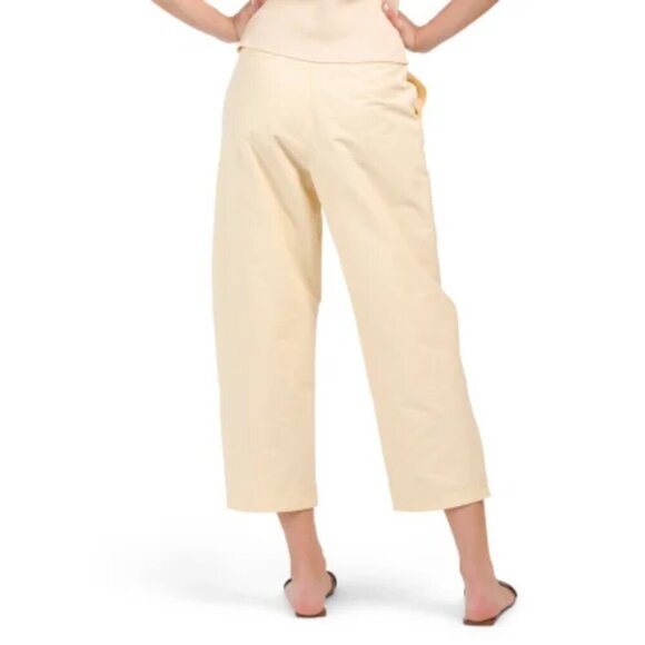 ZARA BUTTER YELLOW BELTED BARREL PANTS - Picture 3 of 5